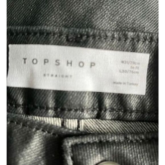 Topshop High Waisted Straight Leg Coated Jeans Black Size 9 NWT - Picture 4 of 6